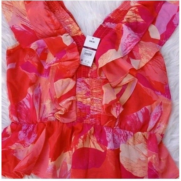 Sofia Jeans By Sofia Vergara Women's Short Sleeve Smocked Ruffle Top Size S - Picture 7 of 10